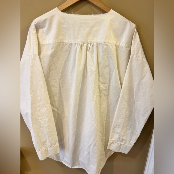 MNC Atelier Cotton Tunic Distressed Collar and Hem Couture Lagenlook Size Medium - Picture 2 of 14